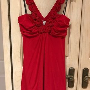 Stunning Sleeveless Red Flower Bud Dress